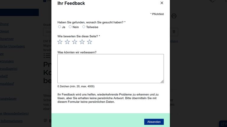 Feedback Verwaltungsportal