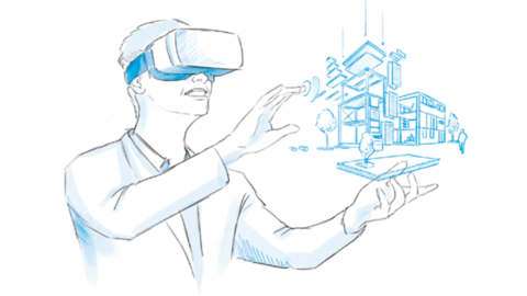 Person mit VR-Brille Person mit VR-Brille