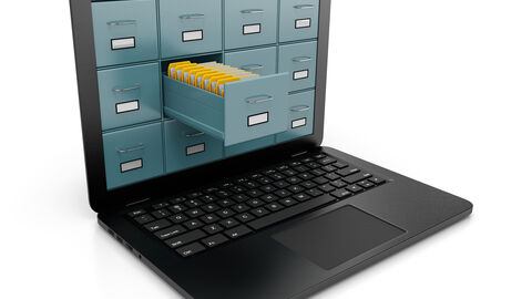 Laptop mit Aktenschrank