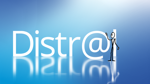 Distr@l-Schriftzug mit Distr@l-Strichmännchen Distr@l-Schriftzug mit Distr@l-Strichmännchen