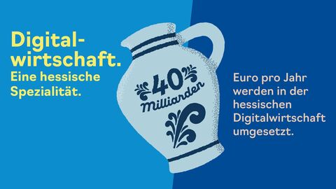 Foto mit Bembel - 40 Milliarden Euro pro Jahr werden in der hessischen Digitalwirtschaft umgesetzt