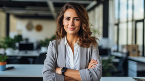 Frau in Arbeitsatmosphäre