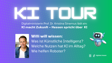 KI Tour des Hessischen Digitalministeriums mit Moderator Willi Weitzel