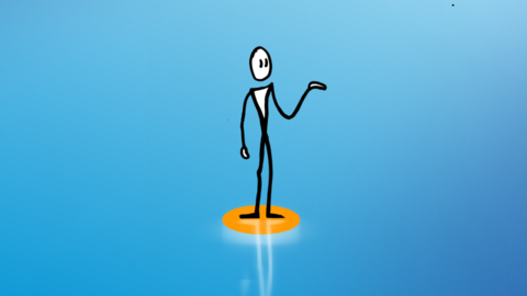 Distr@l-Männchen zeigt auf Infotext