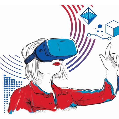 Fortschrittsbereicht zur Strategie Digitales Hessen Visual Fortschrittsbereicht zur Strategie Digitales Hessen: Illiustration einer Frau mit AR-Brille